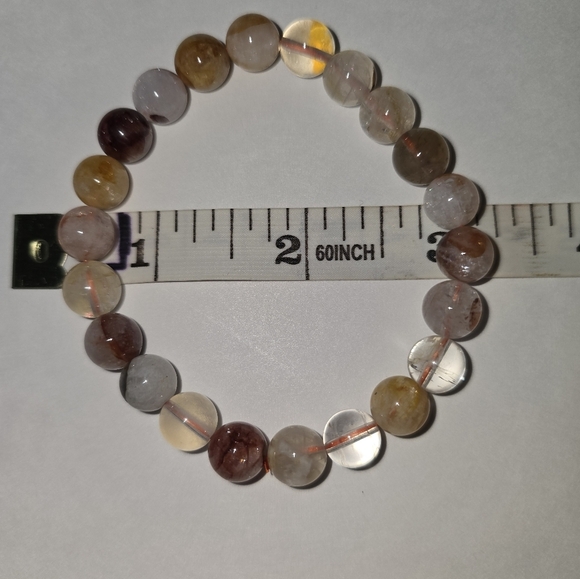 8mm Golden Healer Fire Quartz Mix Bracelet - Picture 6 of 11